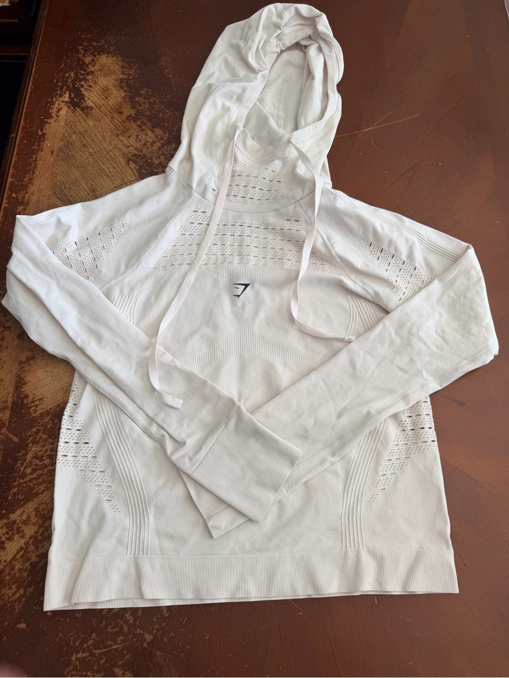Gymshark White Seamless Hooded Pullover